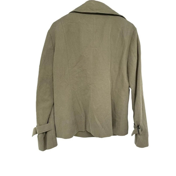 Annette Gortz Jacket Size 42 Linen Cotton Double Breasted Snap Army Green - Picture 5 of 12